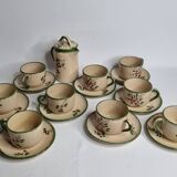 Service à café en faïence émaillée, Jemappes, Belgique, 9 tasses
