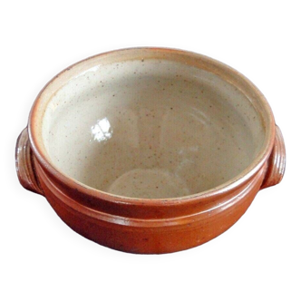 Old and authentic salting pot in glazed enameled stoneware signed DE BONNY