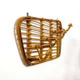 Rattan coat rack with 4 hooks, Italy, 1960s.