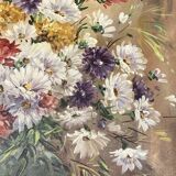 Oil on canvas bouquet of flowers signed Nicole Chalon