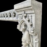 Neo-Gothic stone fireplace