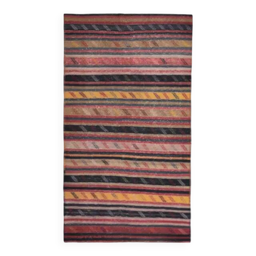 Tapis vintage turc Oushak fait main en laine et coton rouge