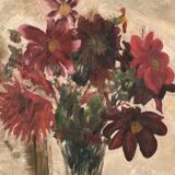 Oil on canvas R. Voyer still life with flowers by 1957