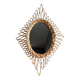 Vintage rattan mirror in star/diamond shape