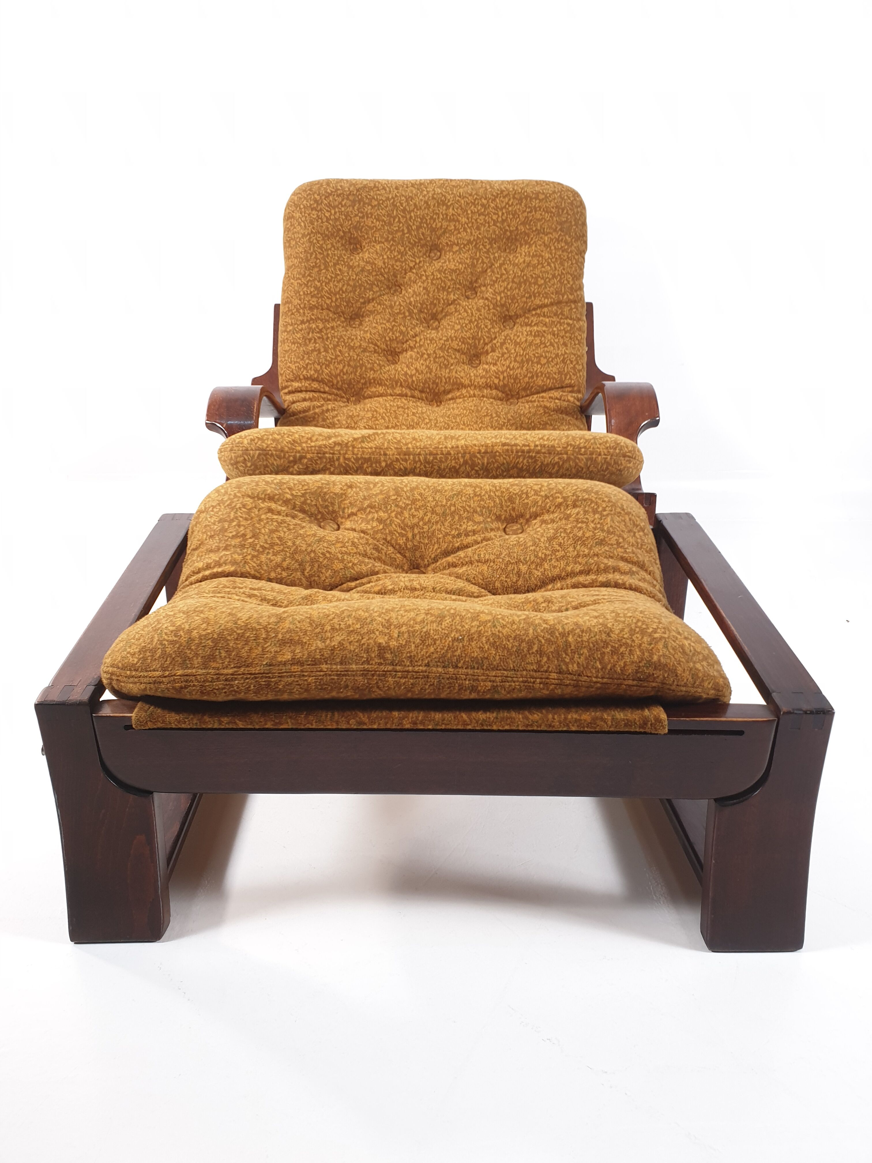 Vintage armchair, and footrest, 1970s