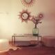 Table basse vintage dorée et verre fumé Rochebobois années 80