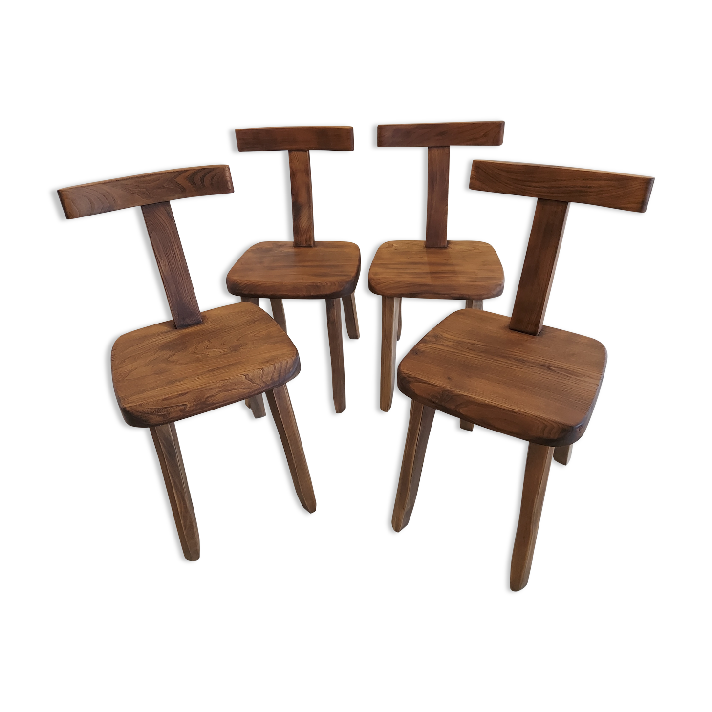 Suite of 4 rustic chairs from the 70/80's