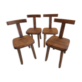 Suite of 4 rustic chairs from the 70/80's