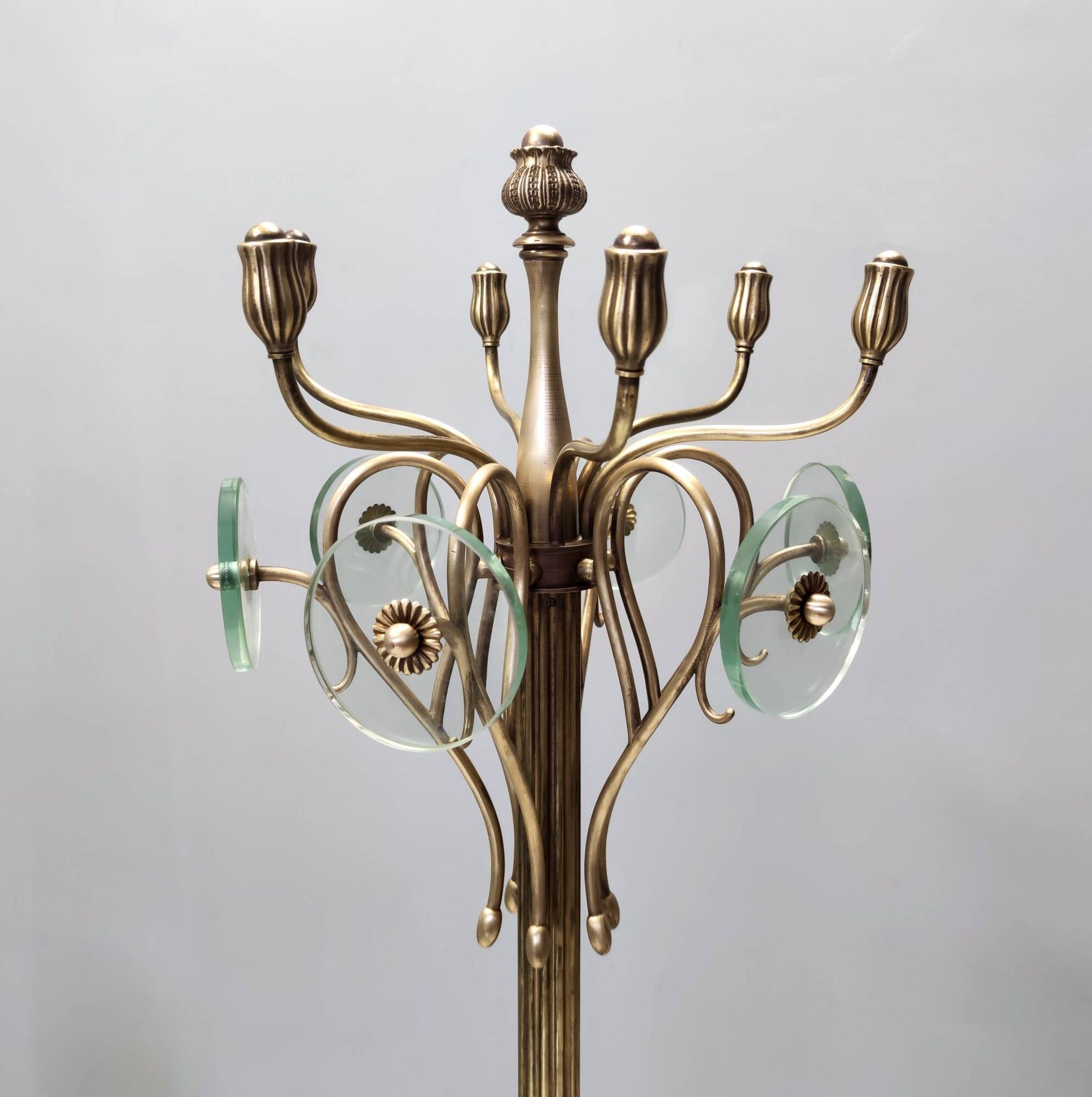 Brass and Glass Revolving Coat Rack, Italy