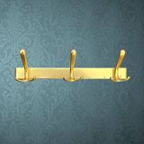 Vintage wall-mounted coat rack in anodised gold aluminium with 3 hooks from the 1970s.