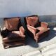 Pair of armchairs year 50 chocolate velvet