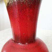 Vintage KIL Ceramic Vase: Red & Brown Lava Glaze, 1970s Yugoslavia