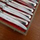 12 Alpacca Silver Metal Art Deco dessert knives in case