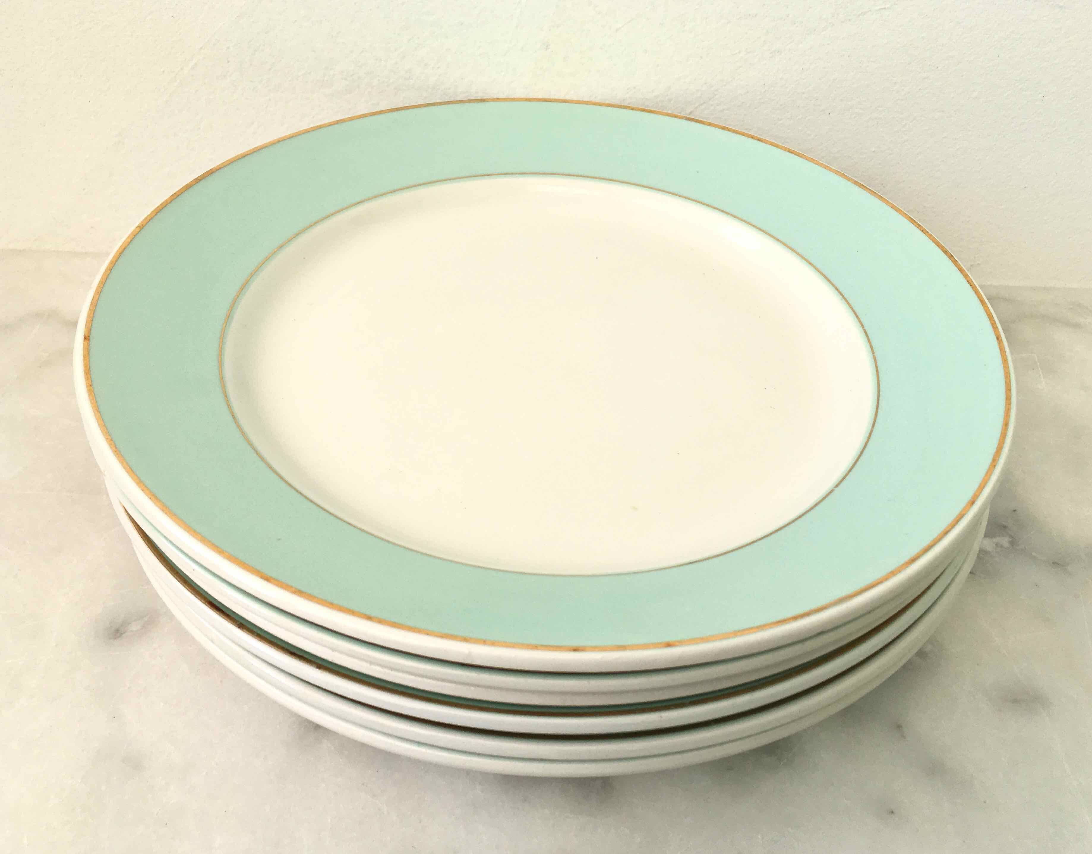 Set 6 flat plates fine earthenware Lunéville Meudon