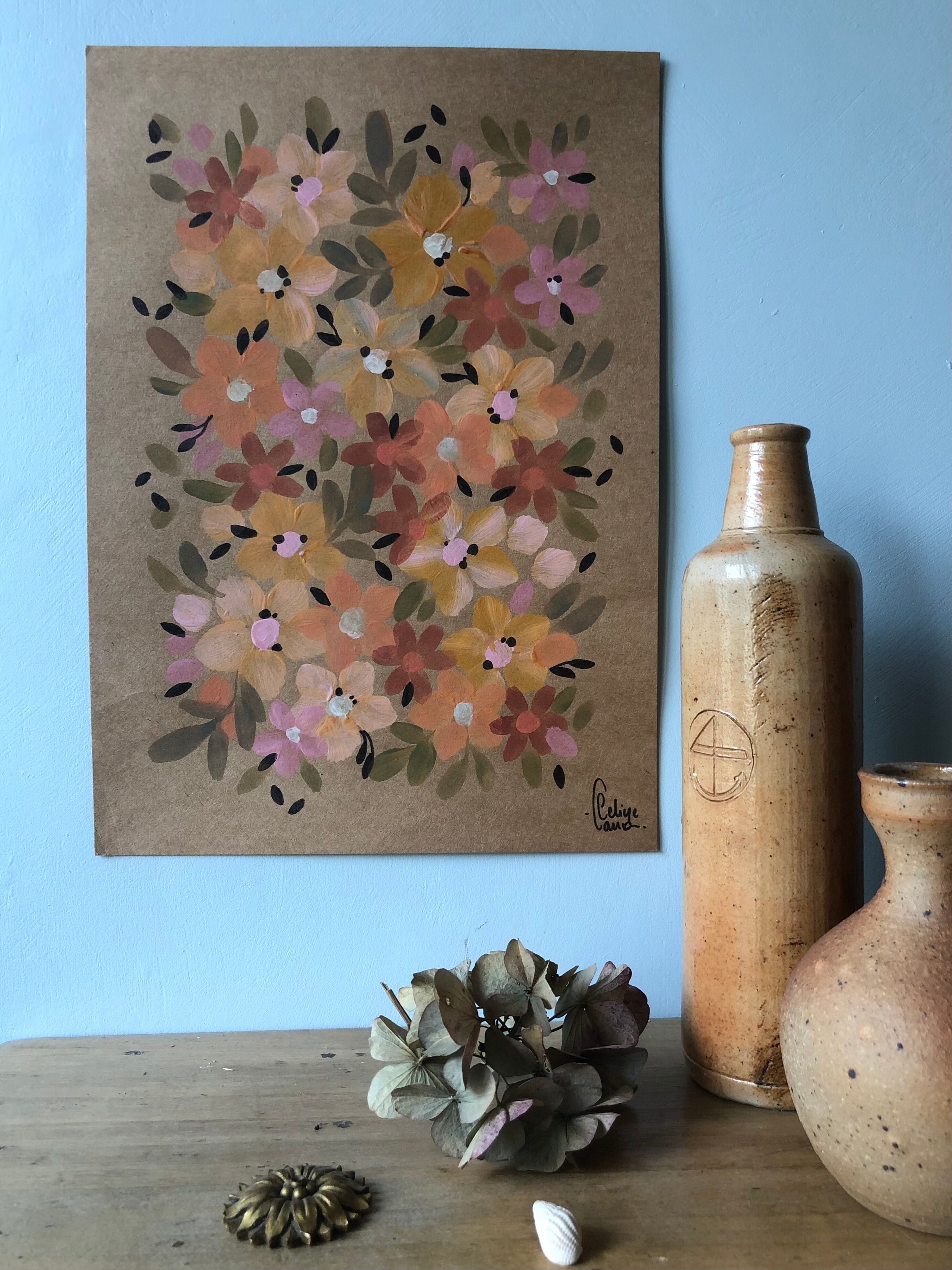 Peinture A4 sur papier Fleurs vintages
