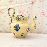 Vintage Martres-Tolosane teapot in yellow earthenware with fleur-de-lis decoration