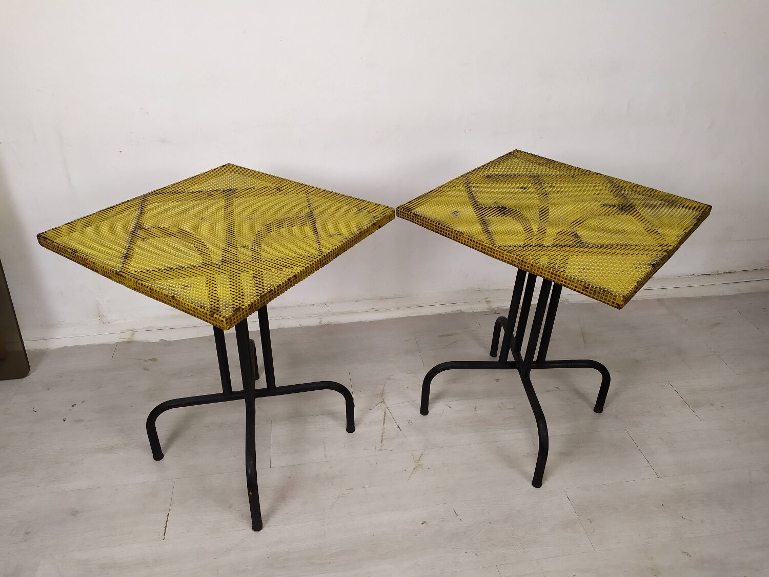 Vintage perforated metal bistro table