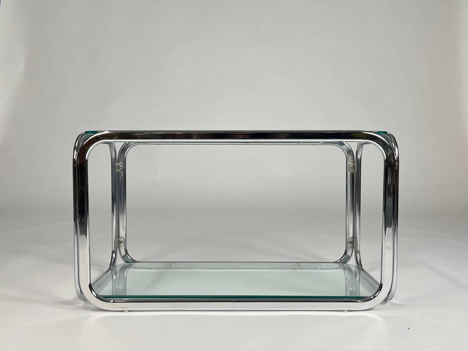 Vintage chrome glass coffee table 70s space age table
