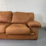 Roche-Bobois brown leather sofa