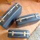 Set of three grey air hostess suitcases / vintage 60s-70s