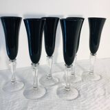 Stemmed glasses, vintage black flutes
