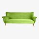 Three-seater velvet sofa, 1960s, pistachio, restored.