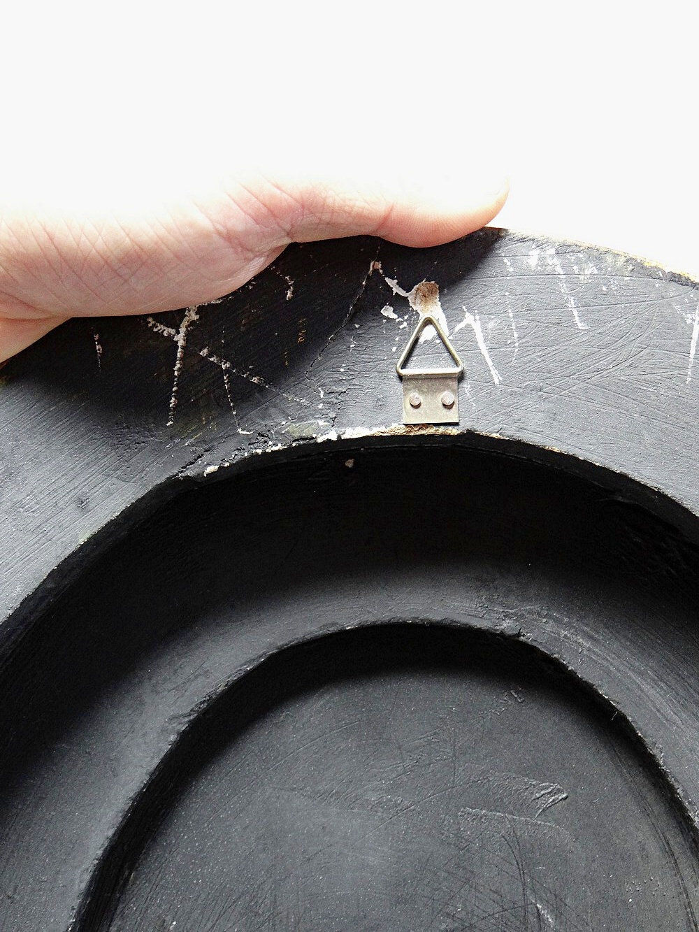 Elegant grand portrait medallion oil on curved Venetian wood vintage