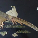 Table low décor birds with hard stones and mother of Pearl inlay