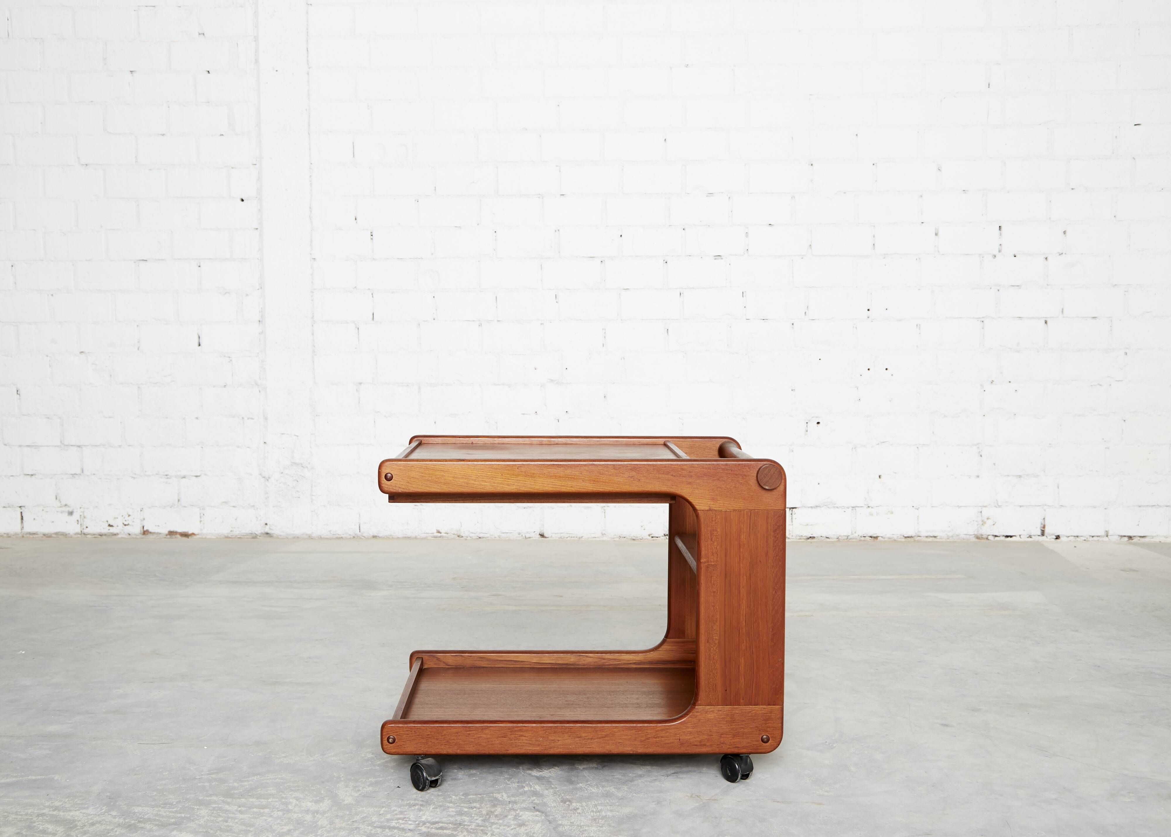 Mid-Cenntury C-Shaped Bar Trolley in Teak by K.T. Møbler