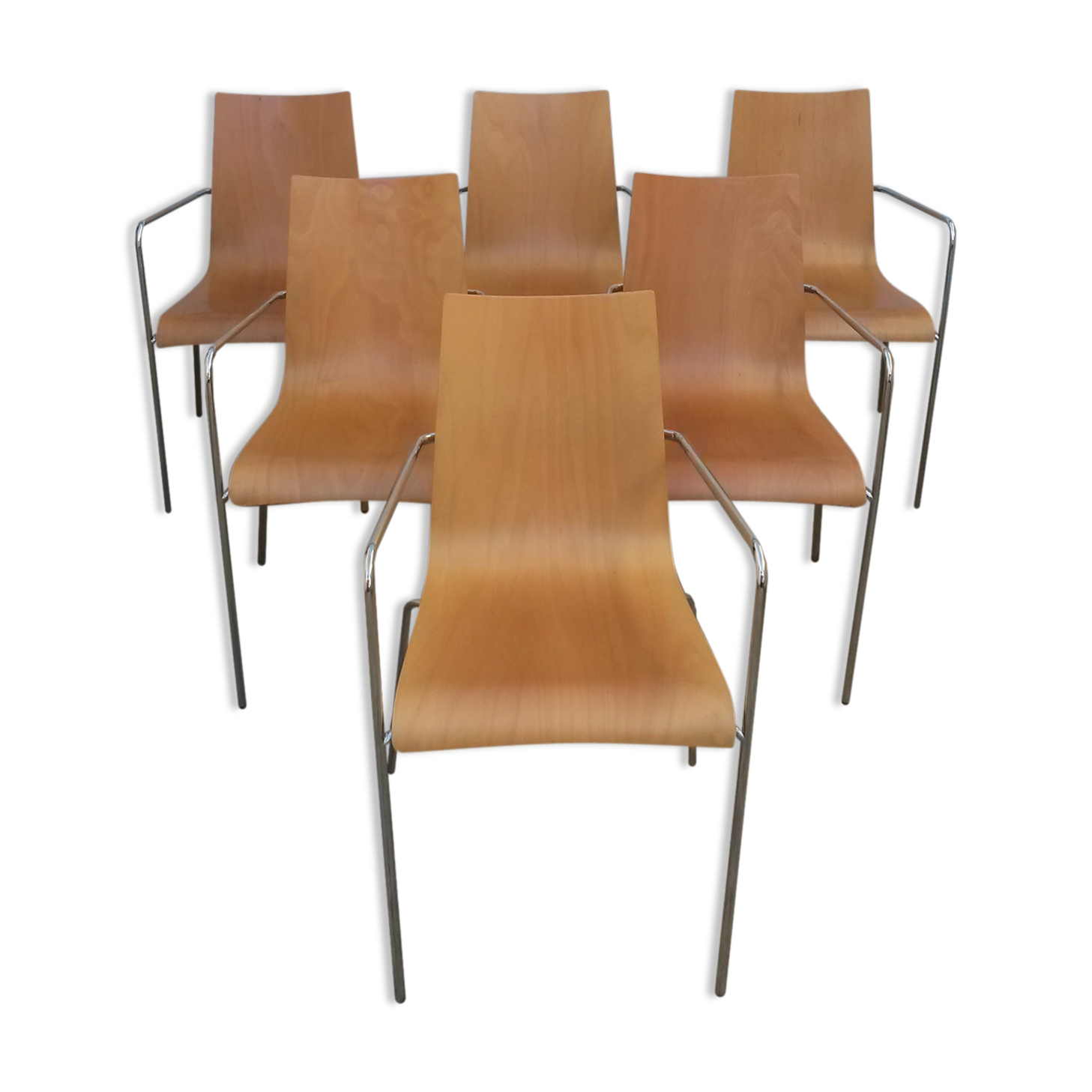 Series of 6 design armchairs 1980