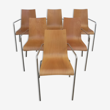 Series of 6 design armchairs 1980