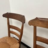 4 old rustic straw chairs