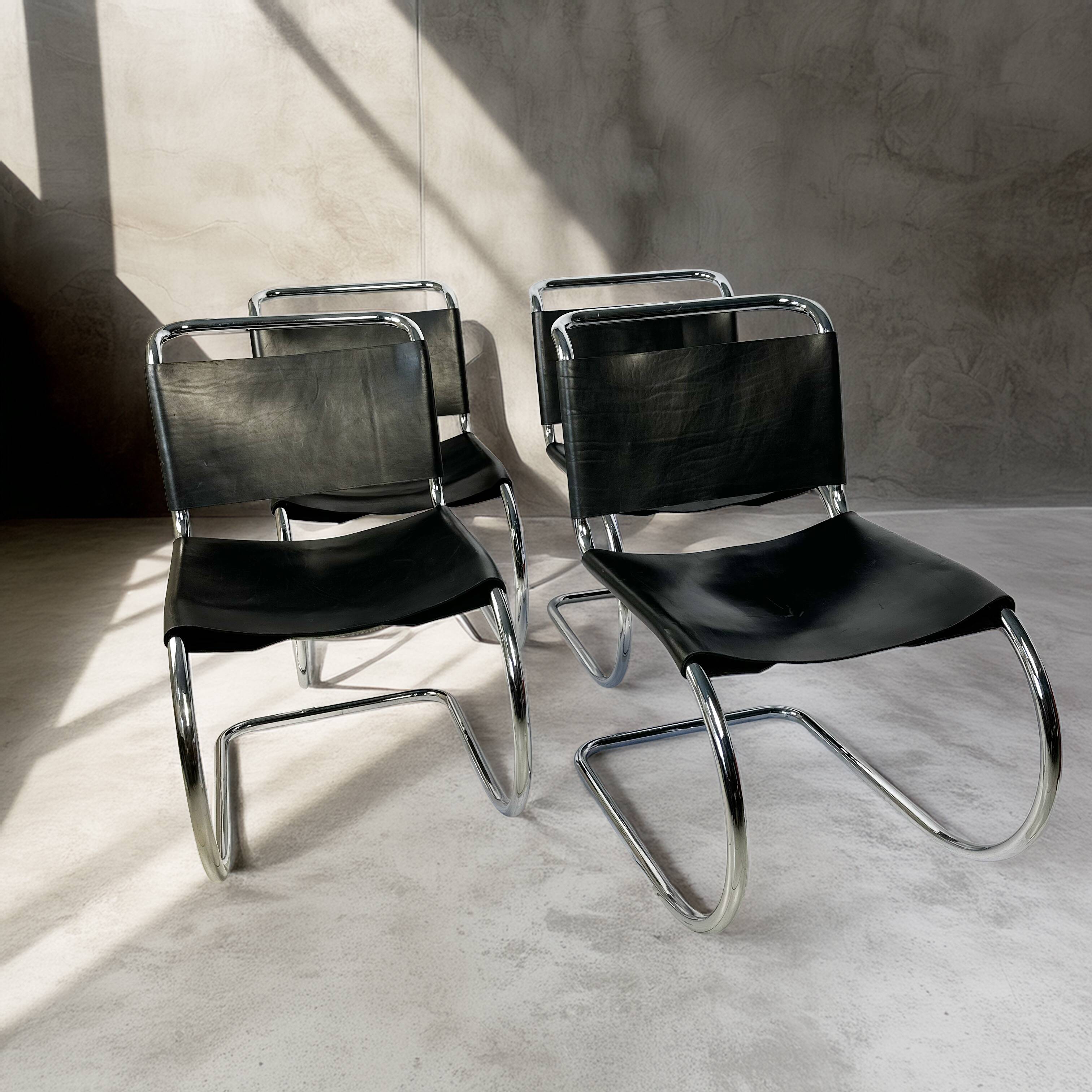 Set of 4 1970s Cantilever Chairs – in the style of Mies van der Rohe (MR10)