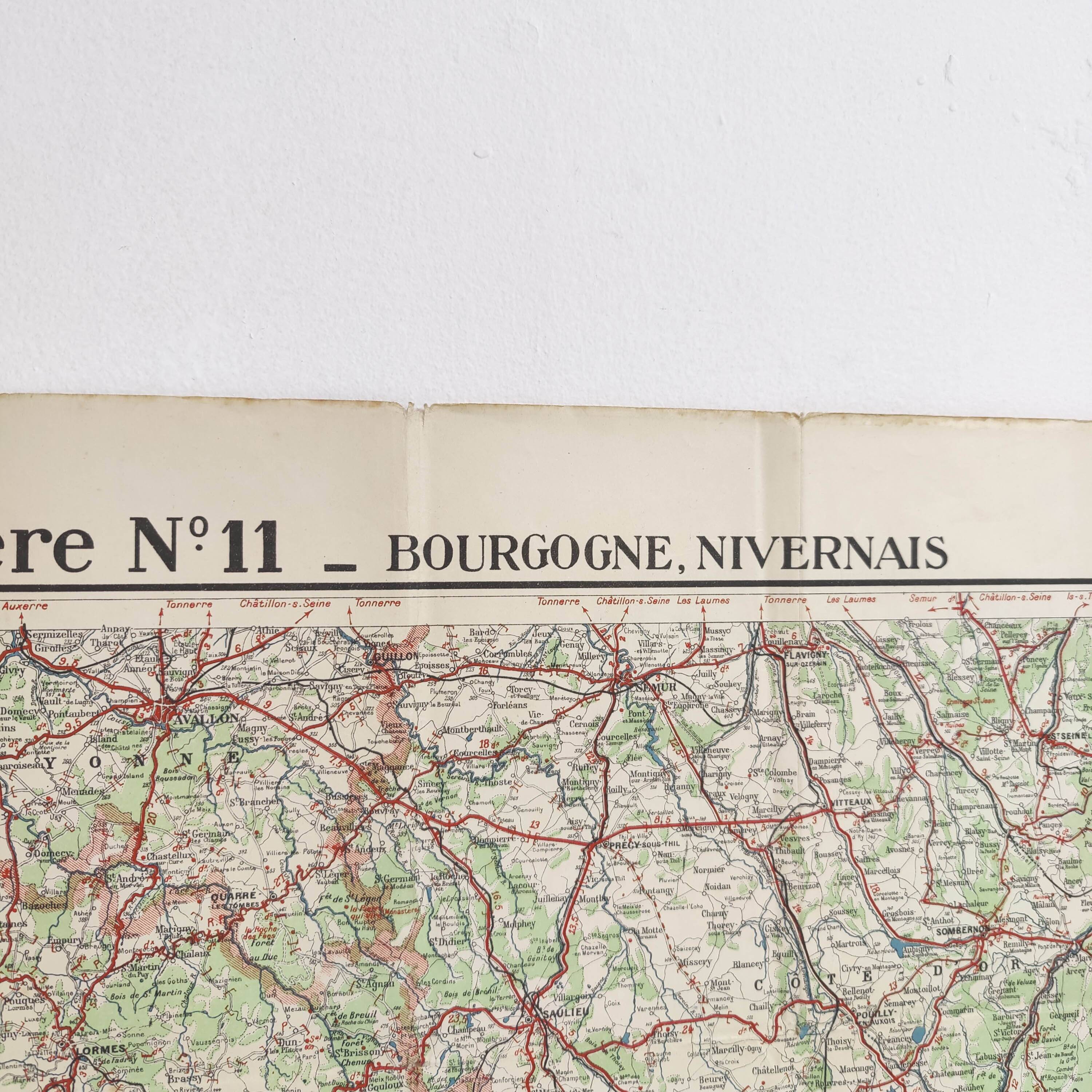 Old map of Burgundy, Taride edition 1920