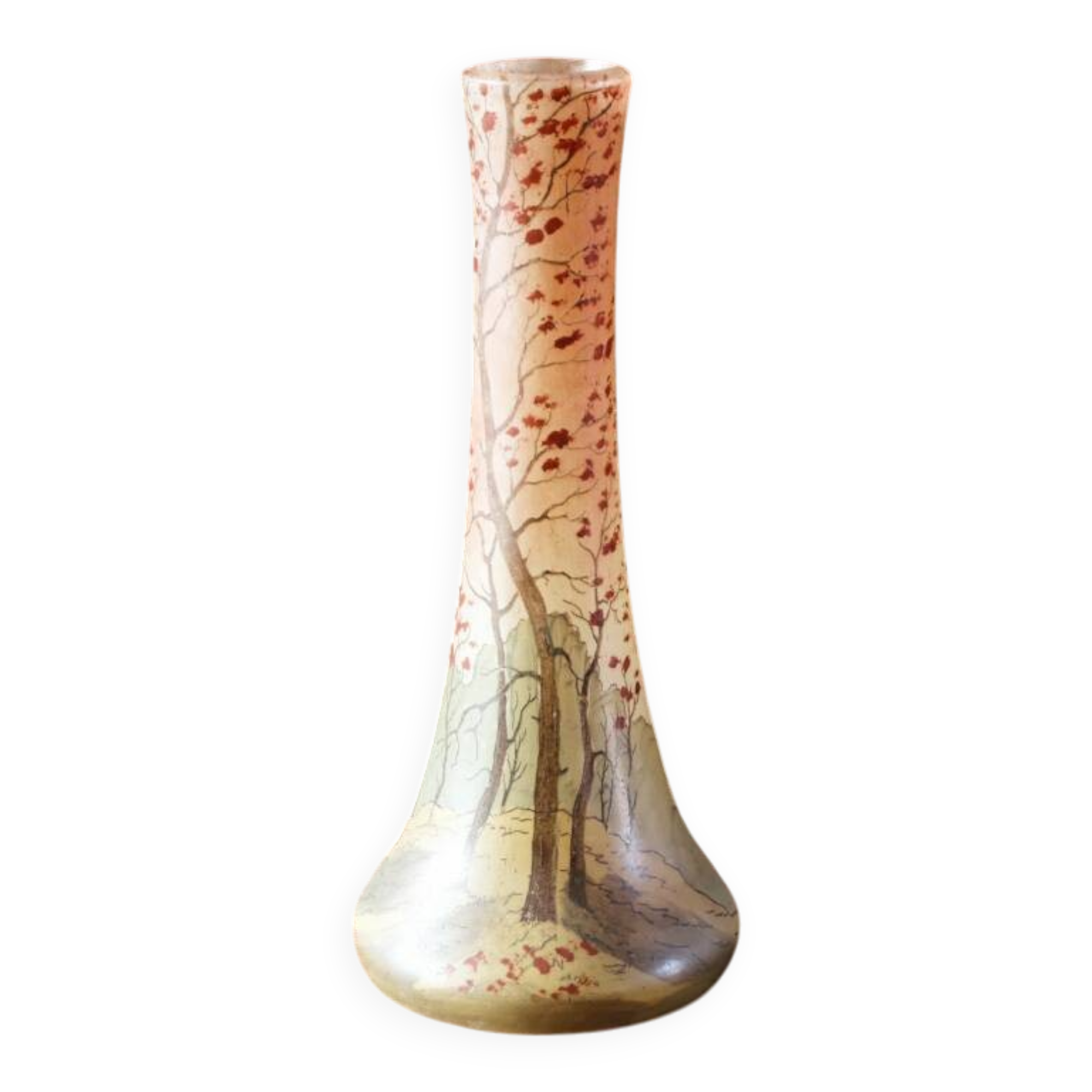 Legras enamelled glass soliflore vase