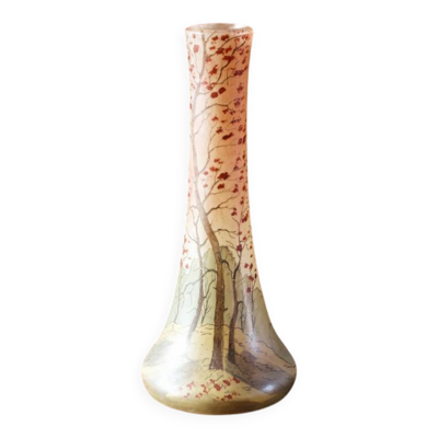 Vase soliflore en verre émaillé, Legras