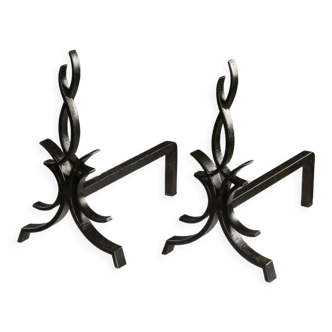 Pair of vintage wrought iron chenets