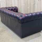 Chesterfield sofa in red leather 3 places from the 70s