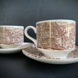 Duo of English Cups & Saucers Broadhurst Ironstone - Hunting Scene