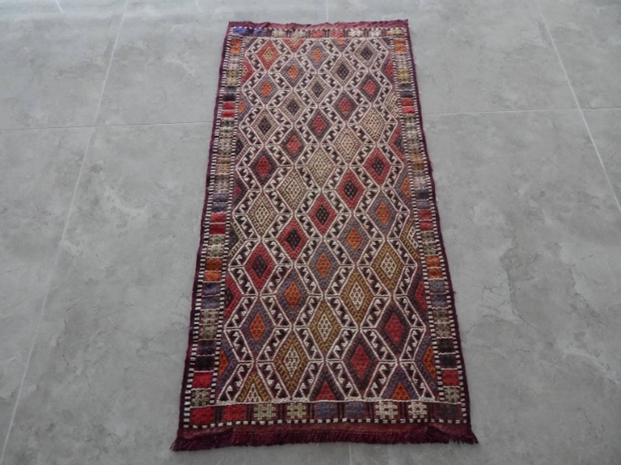 Vintage Turkish kilim handwoven 51x104 cm