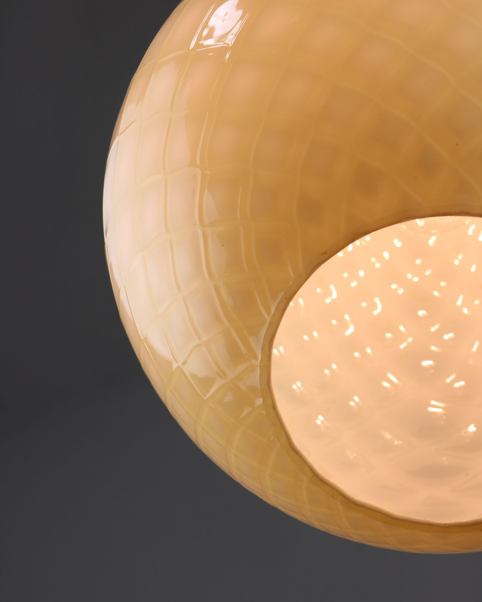 Mid-century Yellow & Brass Pendant Lamp