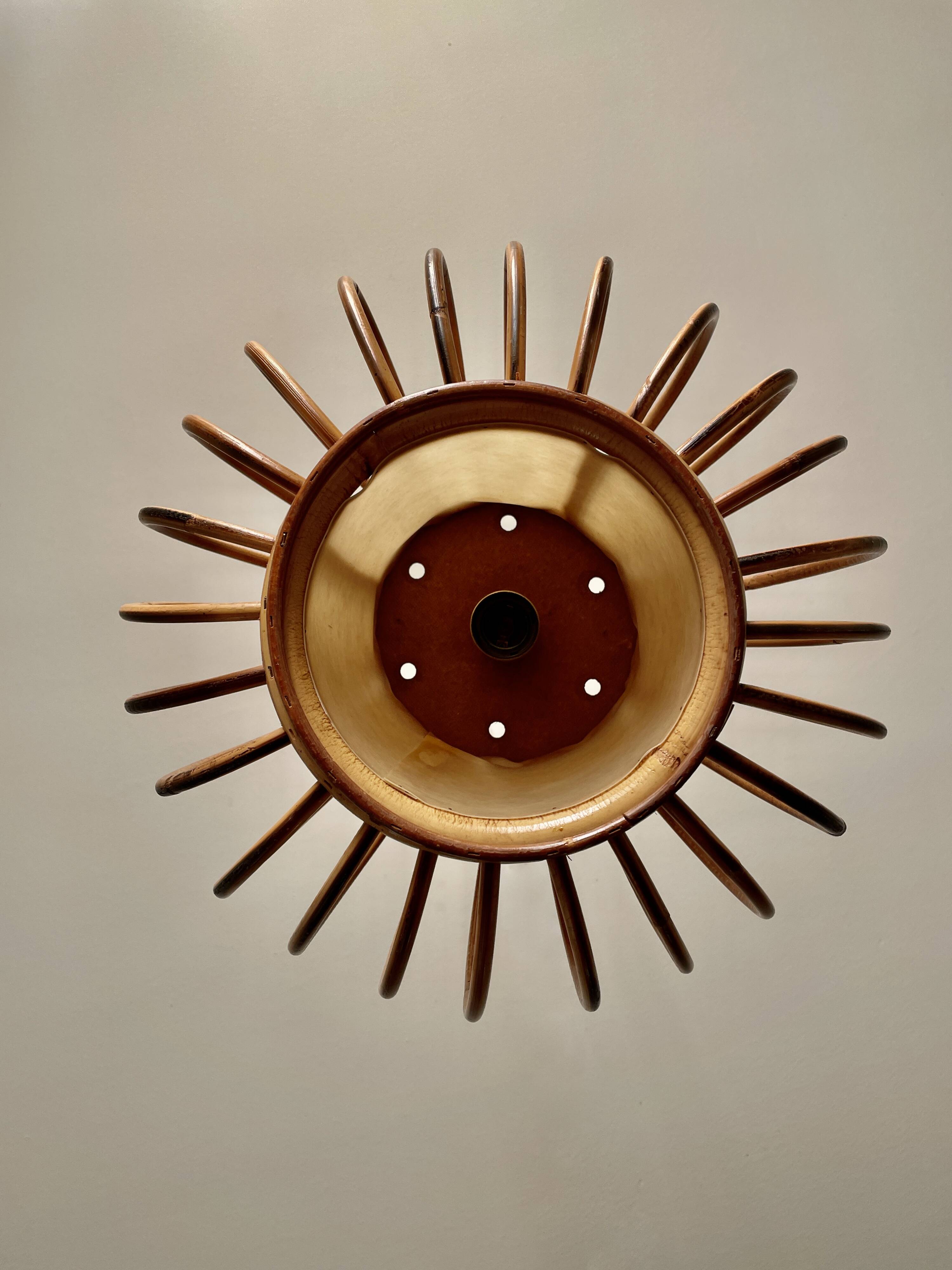 Curved wood pendant lamp 1960