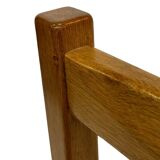Set of four vintage chairs / stool - brutalist style minimalist oak and wicker 60s