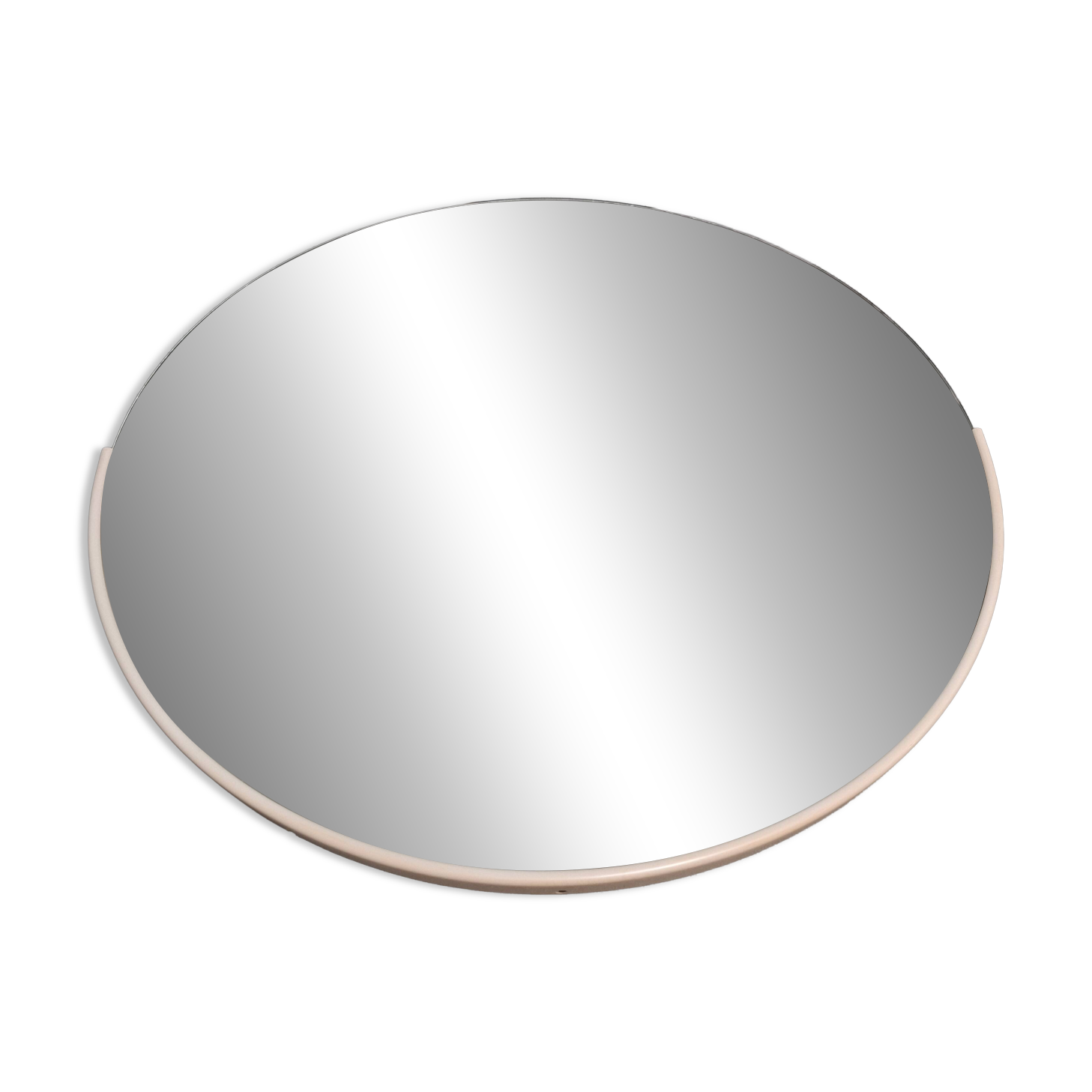 1970s Czechoslovakian Round Wall Mirror with Beige Frame