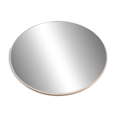 1970s Czechoslovakian Round Wall Mirror with Beige Frame