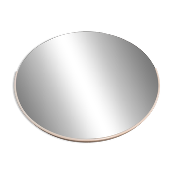 Miroir rond tchécoslovaque des années 1970 avec cadre beige