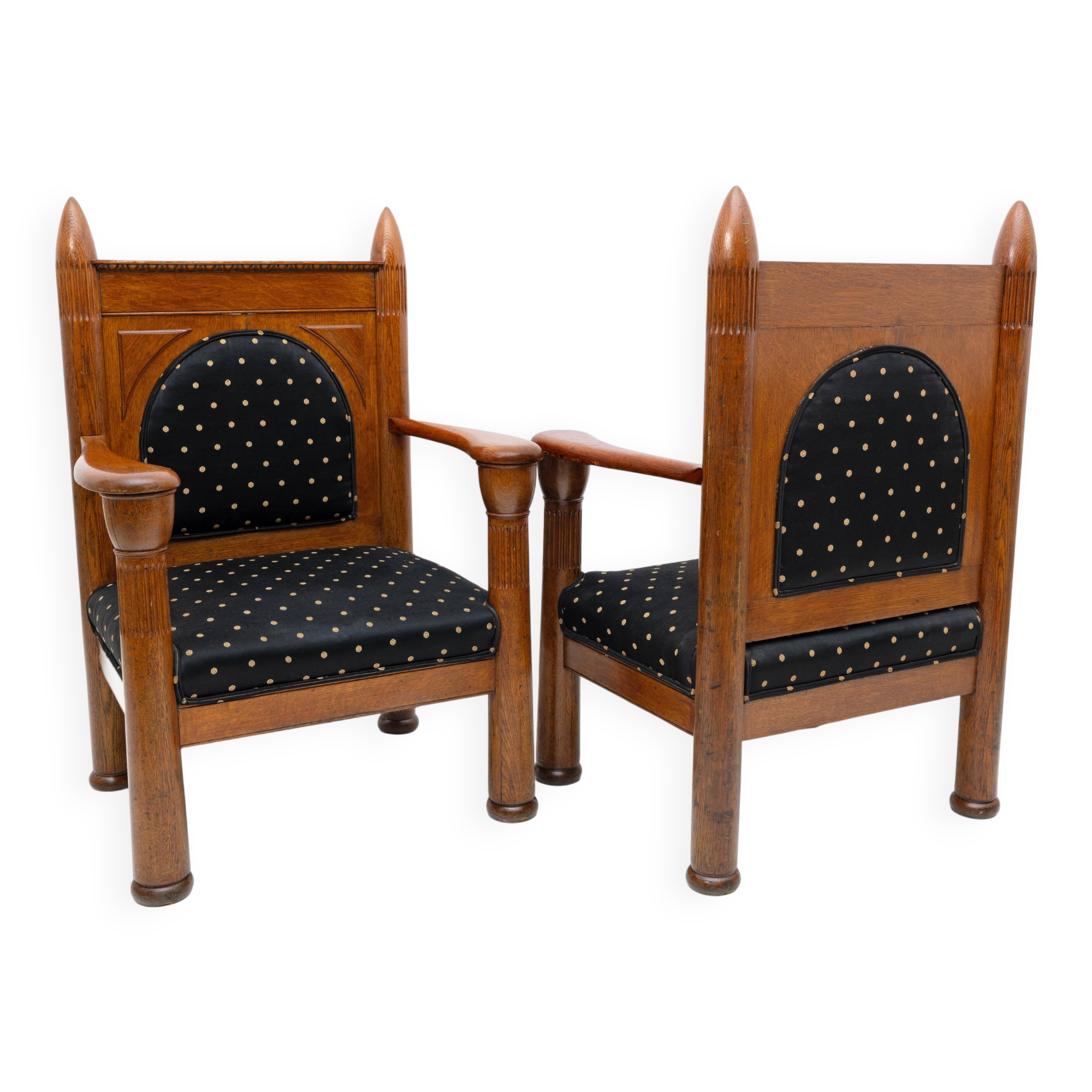Oak Art Deco Amsterdam School Armchairs 1920s