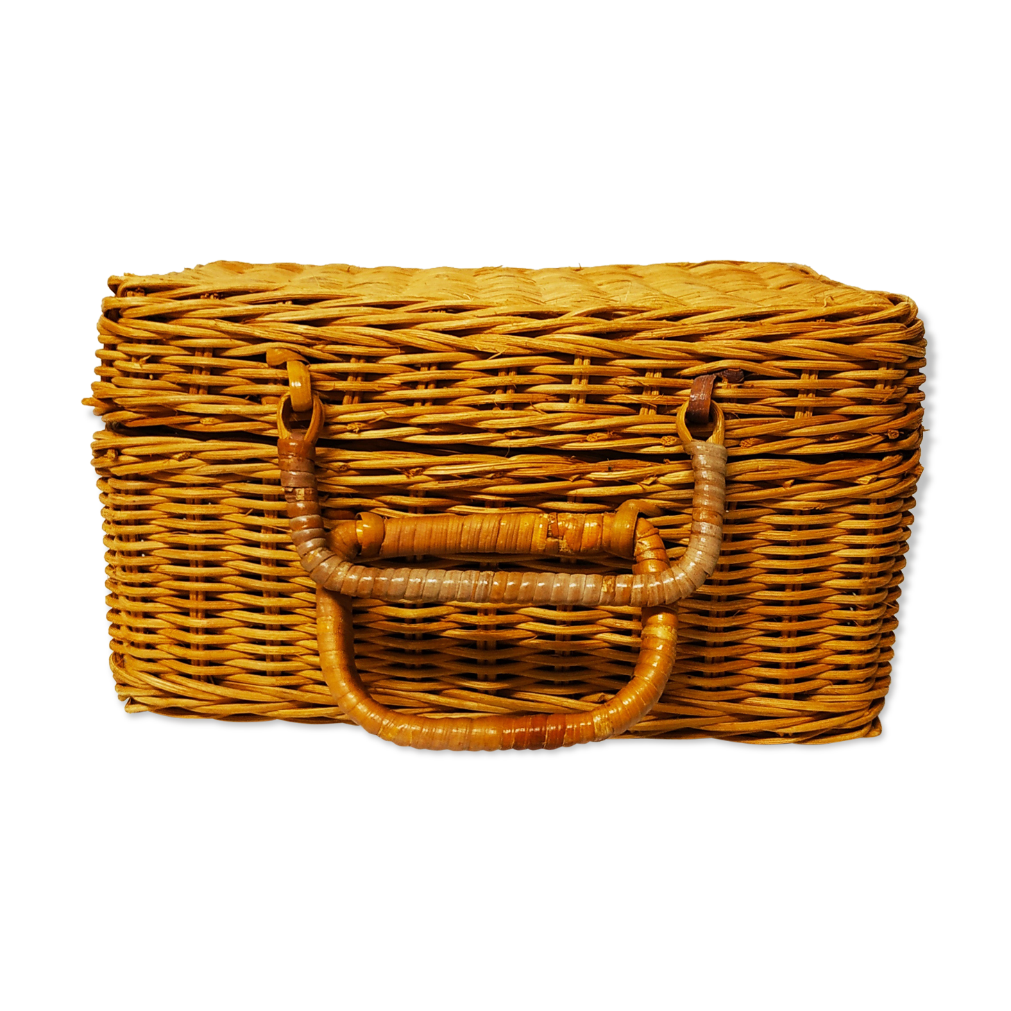 Suitcase Trunk chest rattan vintage 60s Bohemian old retro Wicker