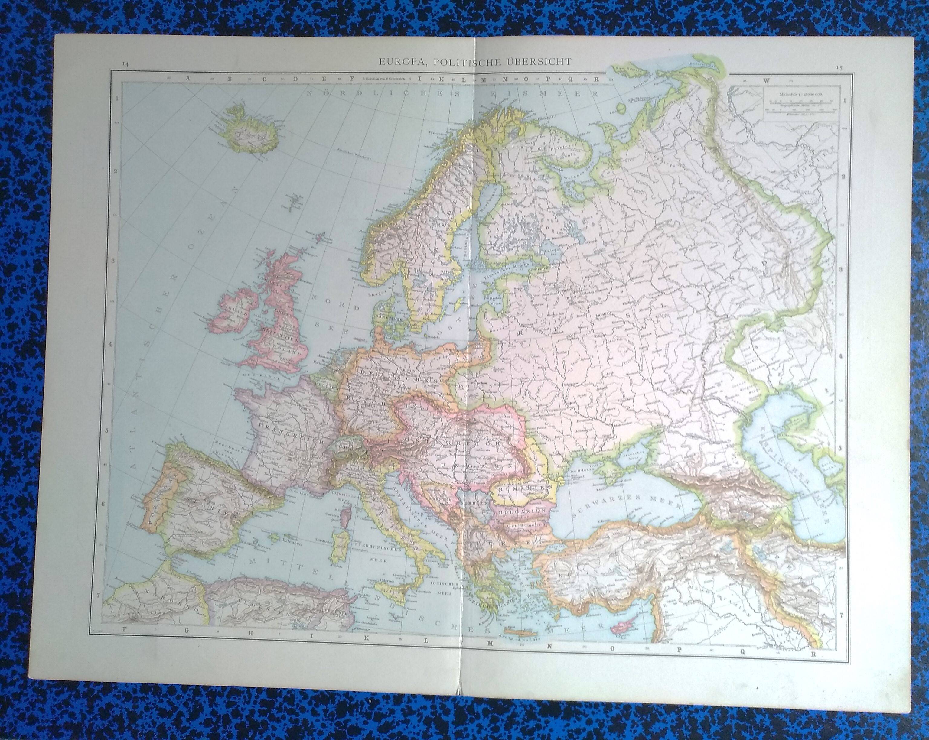 A geographical map from Atlas Richard Andrees year 1887 Europe Europa