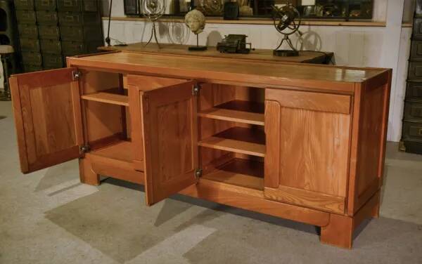 Elm wood sideboard in the style of Maison Regain, 1960s